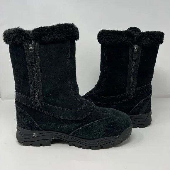 Sorel Waterfall Slip 2 NL1782 Suede Insulated Thinsulate Zip Black Women US 10 - Picture 5 of 12